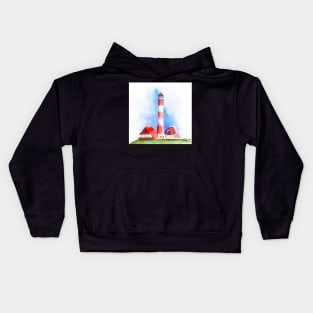 Westerheversand Lighthouse Watercolor Painting Kids Hoodie